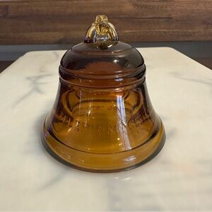 Vintage 70s Amber Bell Telephone Centennial Glass Paperweight 1876-1976